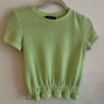 Bershka Women’s Light Green Eyelet Knit Top Size S Photo 4