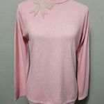 Studio Works Vintage Pink 90s Beaded Bow Sweater Size Small Photo 0