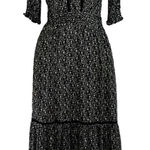 Evereve Roan + Ryan black & white Blake puff sleev maxi dress medium Photo 0