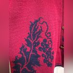 Vintage Sweetbriar burgundy navy floral heart button cardigan sweater Blue Size L Photo 3