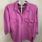 Kenar  VTG 100% linen‎ Purple 1/2 Button-Up Shirt Photo 0