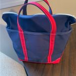 L.L. Bean Boat & Tote Bag Blue Red Canvas 16x12” Removable Stitching‎ Or Patch K Photo 9