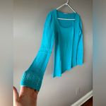T Tahari Women’s Sea Blue Cashmere/Cotton Blend Long Sleeve Top Size S Photo 13
