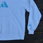 Adidas Vintage Y2K White  Originals Hoodie Sweatshirt w/ Light Blue Logo Photo 1