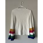 Crown & Ivy White Sweater With Rainbow Colorful Bell Flare Sleeves Size Small Photo 3