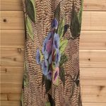 Vintage Nostalgia Size Large Rustic Floral Alligator Print Slinky Maxi Dress Green Photo 4