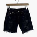 True Religion Shorts Womens 24 Distressed Denim Cutoff Mid Rise Frayed Jeans y2k Photo 0