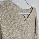 Caslon  Rib Knit V-Neck Pullover High Low Hem Tunic Side Slits Cream Size XL Photo 2