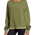 Treasure & Bond  NWOT Olive Green Waffle Knit Trim Pullover Sweatshirt Size Small Photo 0