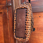 Ellepi Woven Leather Basket Tote Bag Handmade Italy Black Brown Zip Top Photo 4