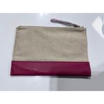 Chloé Parfum Canvas & Faux Leather Pouch Cosmetic Bag Burgundy Beige 10"x6.5" Photo 5