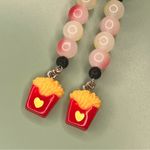 Glass Beads & Resin French Fries Handmade Beaded Earrings Red Photo 1