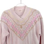 Jaclyn Smith Vintage Pink Beaded Pearl Embroidered Sweater Large Grandmacore Photo 2