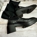 ZARA Womens Sz 36 US 6 Black Stretch Knee High Boots Lug Bottom Wide Shaft Moto Photo 14