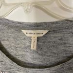 Rebecca Taylor  Gray linen knit blouse top floral patch size Small Photo 2