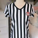 The Bar TailGaters Sports Grill Striped VNeck Shirt Womens Medium Photo 3