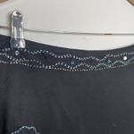 Basil & Maude Size 8 Black Blue Sequin Midi Skirt Boho Metallic Dark Fairy Photo 1