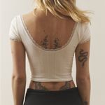 Urban Outfitters Ourfitters Out From Under Ribbed Rosette Lacy White Cropped Scoop Neck Photo 6