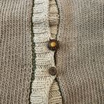 Handmade Handknit Oversized Beige Sweater with Antique Buttons, Size Medium Photo 7