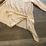 Alfani  Asymmetrical Metallic Beige Womens Long Sleeve Shirt Size Extra Large Photo 5