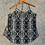 EXPRESS 🦋  Black White Tank Top Spaghetti Strap Halter Flowy Blouse Photo 4