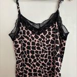 Active USA Pink & Black Leopard Print Cami w/adjustable Straps & lace V-Neck Photo 0