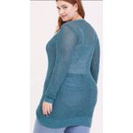 Torrid  3 Teal Open Stitch Button Front Long Sleeve Cardigan Sweater 3x 22 24NWT‎ Photo 1