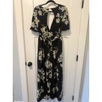Socialite Floral Print Romper Maxi Dress Plunge V-Neck Black White L Photo 5