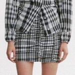 ZARA Black White Plaid Rouched High Waisted Mini Skirt Size XS Photo 0