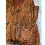 Women’s Orange Mureli 100% Silk Cargo Vest Buckles Zip Up Pockets Size M Photo 3