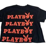 Playboy  bunny logo raw hem short sleeve crop top shirt Size S Photo 0