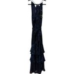 Ralph Lauren NWT Floral Jacquard Sleeveless Navy Halter Dress Tiered Ruffle 14 Photo 4