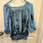 Cato  Size Small Blue Green Black Lightweight Flowy Boho Hippie‎ Shirt Photo 4