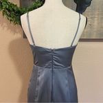 Lulus NWOT Glamorous Persona Grey Satin Pleated Sleeveless Tulip Maxi Dr… Photo 6