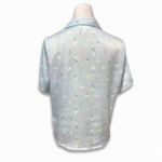 Abound  Satin Pajama Shirt Button-up Front Breathable Floral Pattern Blue M NEW Photo 3