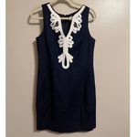 Eliza J Linen Embroidered Neck Sheath Dress Sz. 8 Photo 1