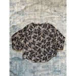 Vince Camuto  Black White Floral V Neck Button Front Blouse Large Photo 3