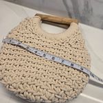 A New Day Beachy Boho Woven Ocean Blue Purse with Wooden Handles Photo 7