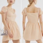 Urban Outfitters  Yellow White Gingham Puff Sleeves Mini Dress, Size SP Photo 1