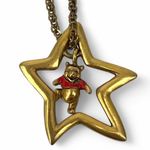 Disney Vintage y2K  Winnie the Pooh Red Enamel Star Dangle Necklace Pendant Charm Photo 1