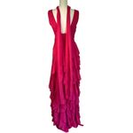 Alice + Olivia  Holly Ruffle Maxi Dress With Scarf in Raspberry 2 New Womens Gown Photo 6