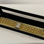 NEW White Diamonds Goldtone Quartz Bracelet Watch Gold Photo 0