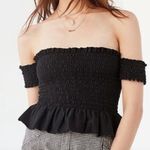 Urban Outfitters Truly Madly Deeply | Black Smocked Off the Shoulder Top Size Large Photo 0