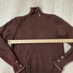 Chic Brown Turtleneck Sweater with Button Detail and Fringed Cuffs Photo 4