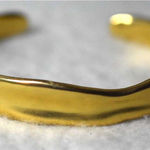 Trendy Everyday Casual Matte Gold Tone 5" Bangle Unisex Cuff Bracelet Photo 0