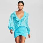 New NWT Retrofête Lennon Crystal Mini Dress XS Blue Atoll Silk Chiffon $795 Photo 5