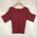 United States Sweaters United States Sweater Dark Red Metallic Short Sleeve Sweater Size MEDIUM Photo 2