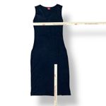 GG<5 Black Midi Dress Women’s Small Sleeveless Bodycon Sheer Mesh Panel Cocktail Photo 3