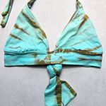 Lucky Brand  Blue Tie Dye Halter Tie Vintage Swim Bra Beach Bikini Top L Large Photo 3