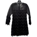 Alexis Xiomarra Fringe Dress Black Size M Sheer Sleeve Cocktail Party Mini Photo 7